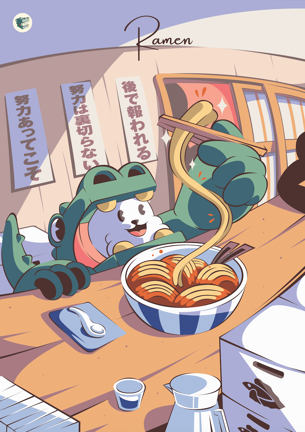"Ramen Kaiju-Cat" by Panda Pavel (Limited Edition Metal Print)